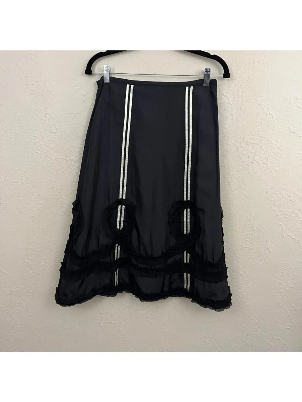 black silk quirky artsy sporty blokecore midi skirt